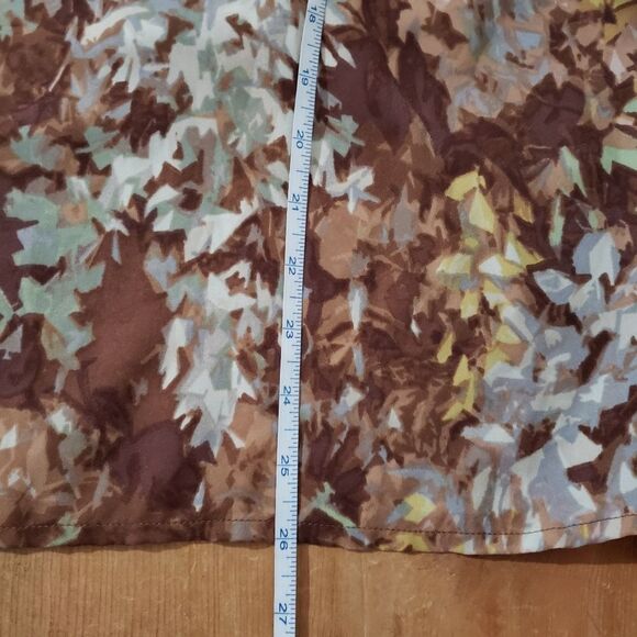 🦋2/$25 Kate Hill Size 12 Petite Yellow Brown Print 3/4 Sleeve Scoop Neck Blouse - Picture 10 of 11